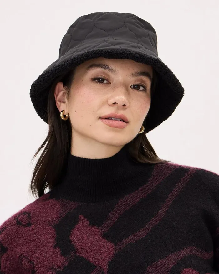 RWandCO Hats Gloves and Scarves Reversible Bucket Hat Black 8211 Women