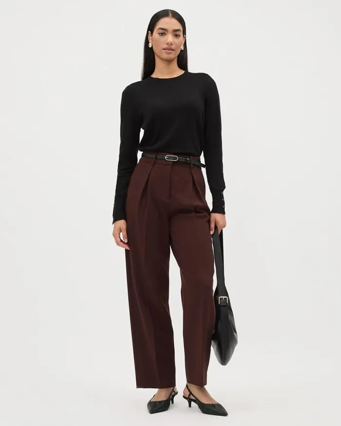 RWandCO HighRise ViscoseBlend HighRise Barrel Pant Decadent Chocolate 8211 Women RWandCO HighRise ViscoseBlend HighRise Barrel Pant Decadent Chocolate 8211 Women