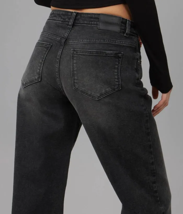 RWandCO Jeans Lola Jeans NOVABA Mid Rise Wide Leg Jeans Dark Grey 8211 Women