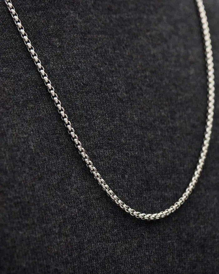 RWandCO Jewelry Stainless Steel Long Flat Necklace Silver 8211 Men RWandCO Jewelry Stainless Steel Long Flat Necklace Silver 8211 Men