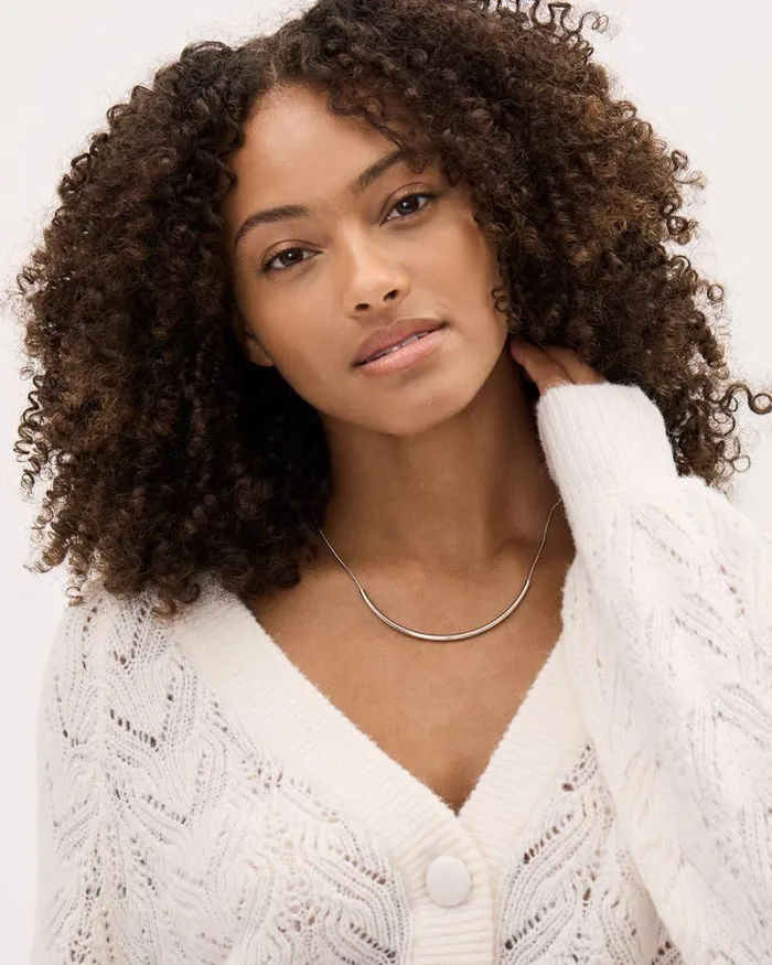 RWandCO Necklaces Short Necklace With Curved Metal Tube Silver 8211 Women