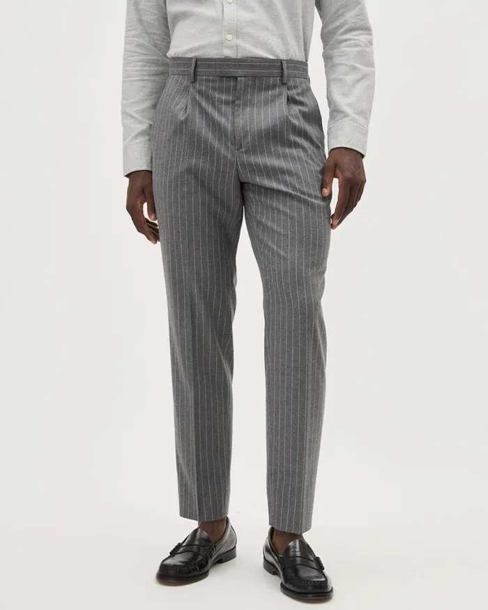 RWandCO Pants Pleated TaperedLeg Striped Suit Pant Med Grey 8211 Men RWandCO Pants Pleated TaperedLeg Striped Suit Pant Med Grey 8211 Men