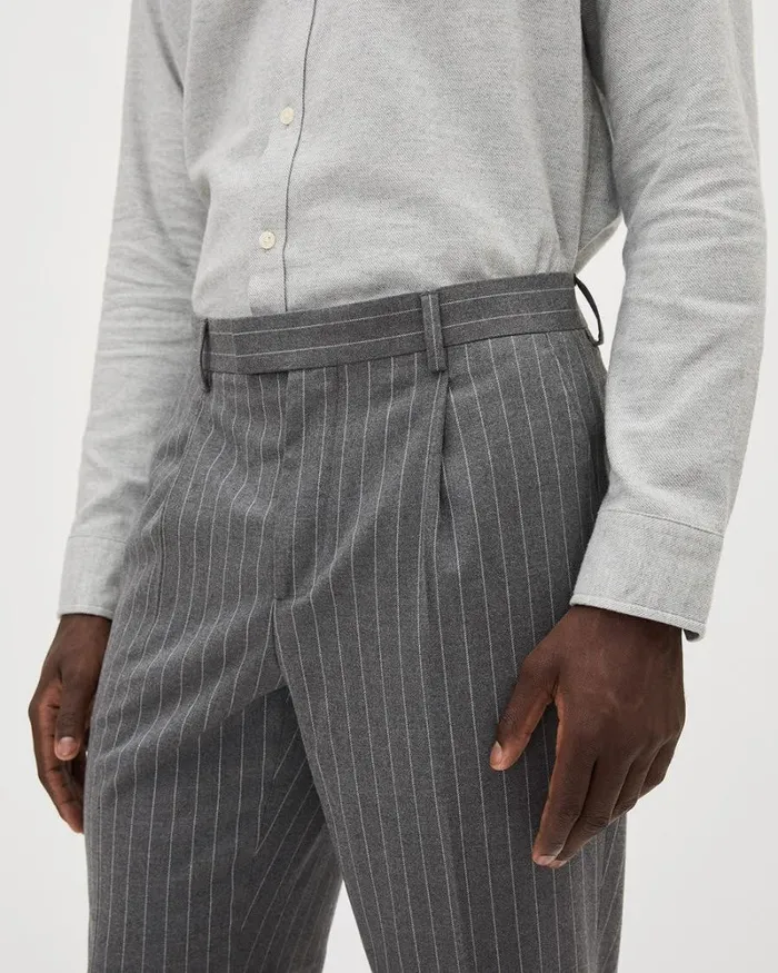 RWandCO Pants Pleated TaperedLeg Striped Suit Pant Med Grey 8211 Men RWandCO Pants Pleated TaperedLeg Striped Suit Pant Med Grey 8211 Men
