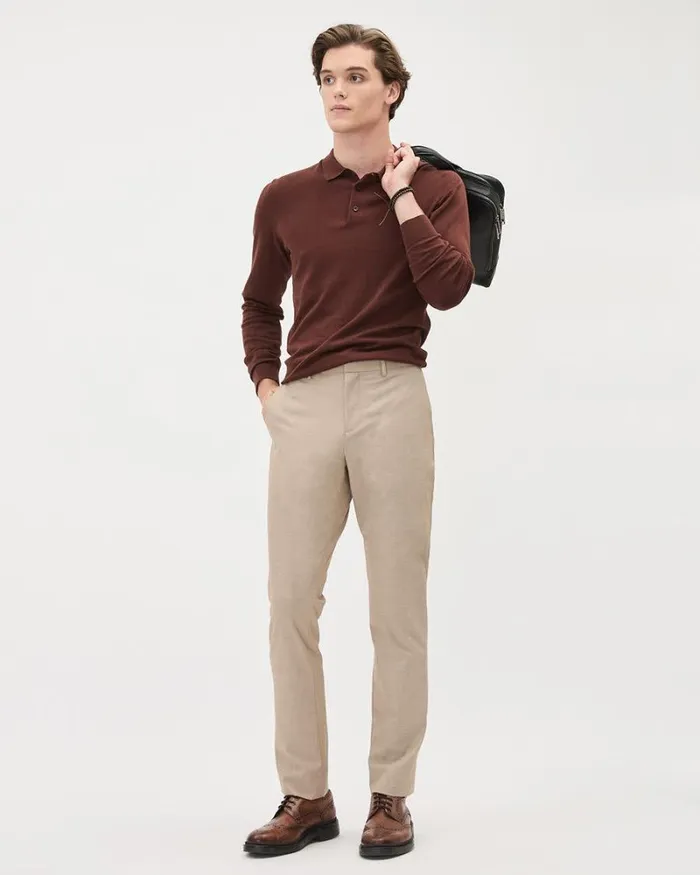 RWandCO Polos LongSleeve Polo Sweater Intense Fudge 8211 Men RWandCO Polos LongSleeve Polo Sweater Intense Fudge 8211 Men