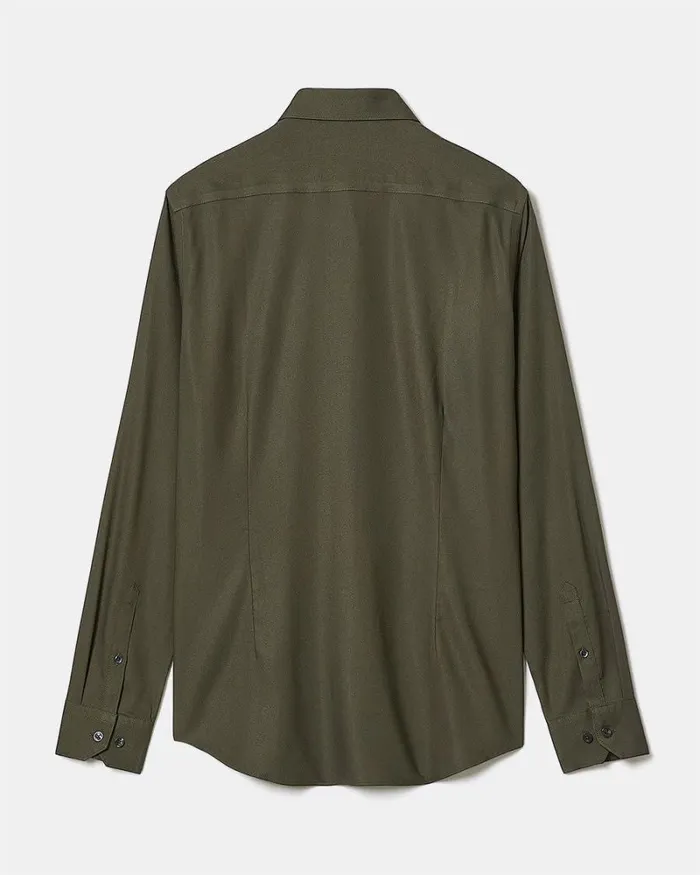 RWandCO Shirts SlimFit KnitLike Dress Shirt Dark Olive 8211 Men RWandCO Shirts SlimFit KnitLike Dress Shirt Dark Olive 8211 Men