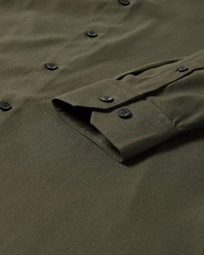 RWandCO Shirts SlimFit KnitLike Dress Shirt Dark Olive 8211 Men RWandCO Shirts SlimFit KnitLike Dress Shirt Dark Olive 8211 Men