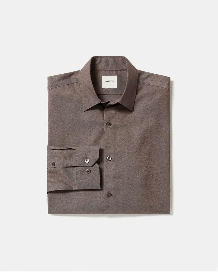 RWandCO Shirts SlimFit KnitLike Dress Shirt Latte Melange 8211 Men