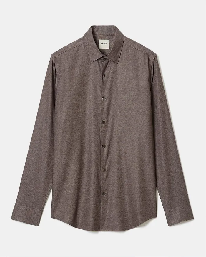 RWandCO Shirts SlimFit KnitLike Dress Shirt Latte Melange 8211 Men RWandCO Shirts SlimFit KnitLike Dress Shirt Latte Melange 8211 Men