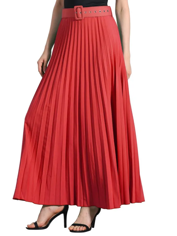 RWandCO Skirts Allegra K 8211 Elastic High Waist Maxi Pleated Skirt Red 8211 Women RWandCO Skirts Allegra K 8211 Elastic High Waist Maxi Pleated Skirt Red 8211 Women