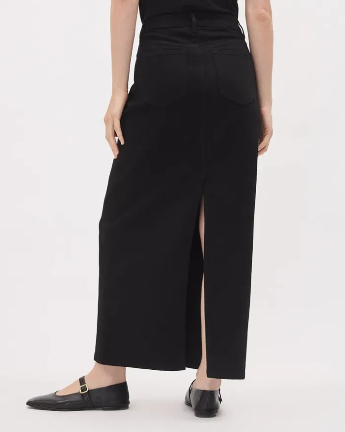 RWandCO Skirts Black Maxi Denim Skirt With Back Slit Black 8211 Women RWandCO Skirts Black Maxi Denim Skirt With Back Slit Black 8211 Women