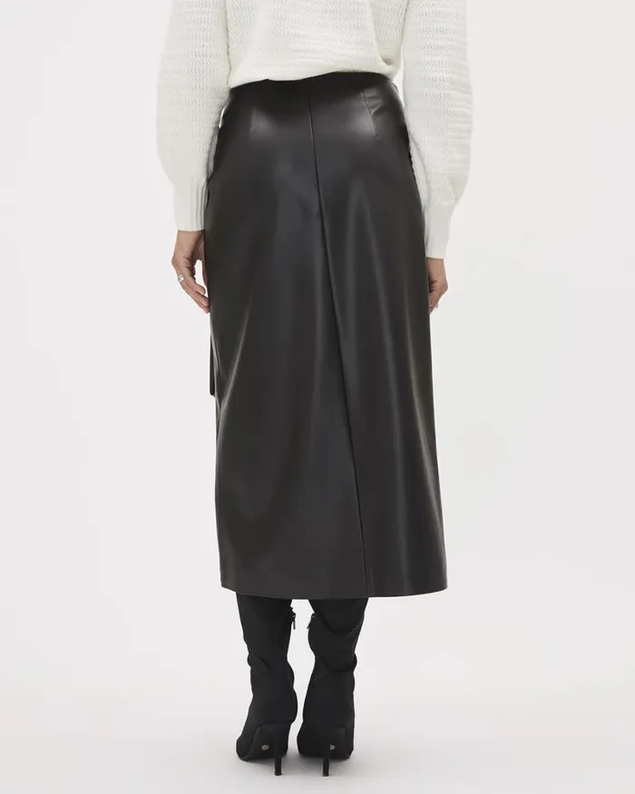 RWandCO Skirts Faux Leather ALine Midi Skirt Black 8211 Women RWandCO Skirts Faux Leather ALine Midi Skirt Black 8211 Women