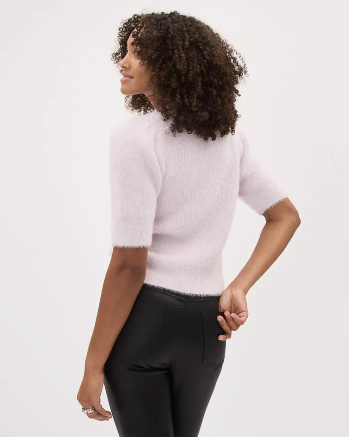 RWandCO Sweaters and Cardigans ElbowSleeve MockNeck FeatherYarn Pullover With Pearls Orchid Hush 8211 Women RWandCO Sweaters and Cardigans ElbowSleeve MockNeck FeatherYarn Pullover With Pearls Orchid Hush 8211 Women