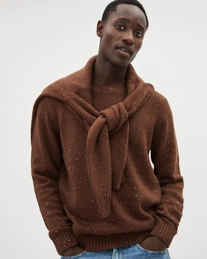 RWandCO Sweaters and Cardigans LongSleeve CrewNeck Sweater With Neps Cinnabar Neps 8211 Men RWandCO Sweaters and Cardigans LongSleeve CrewNeck Sweater With Neps Cinnabar Neps 8211 Men