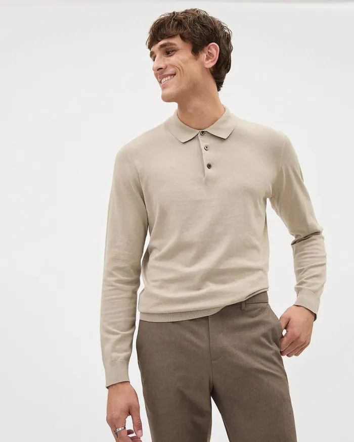 RWandCO Sweaters and Cardigans LongSleeve Polo Sweater Chocolate Aroma 8211 Men RWandCO Sweaters and Cardigans LongSleeve Polo Sweater Chocolate Aroma 8211 Men