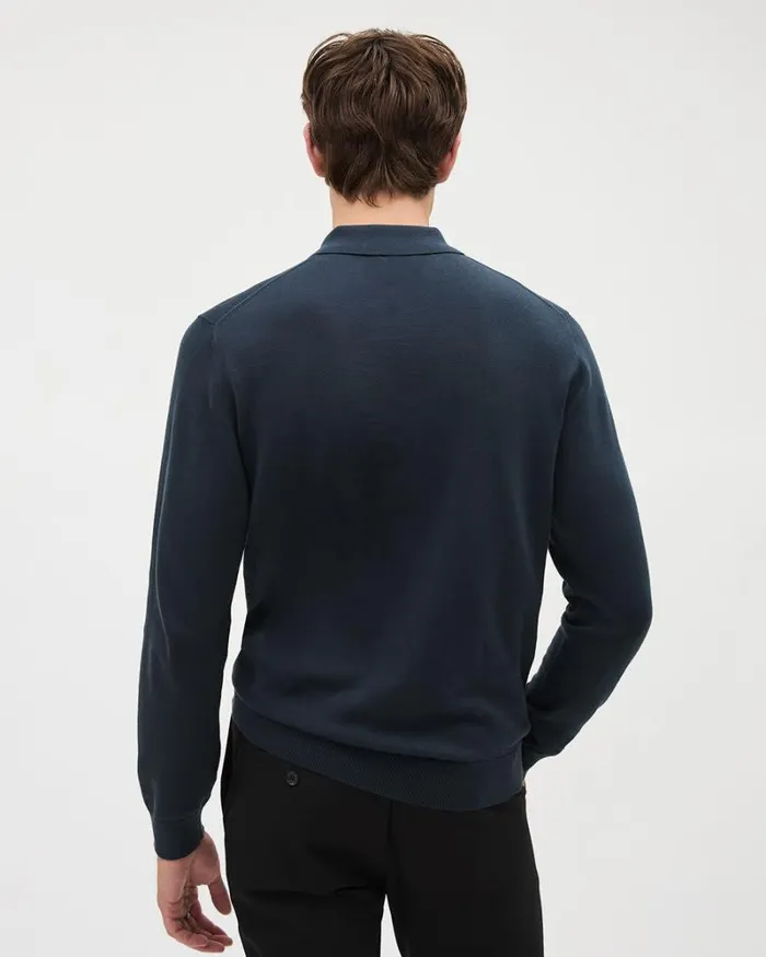 RWandCO Sweaters and Cardigans LongSleeve Polo Sweater Inky Blue 8211 Men RWandCO Sweaters and Cardigans LongSleeve Polo Sweater Inky Blue 8211 Men