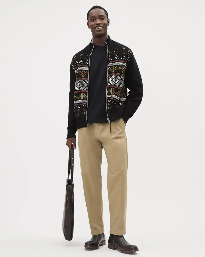 RWandCO Sweaters and Cardigans MockNeck Cardigan With Navajo Pattern Black 8211 Men