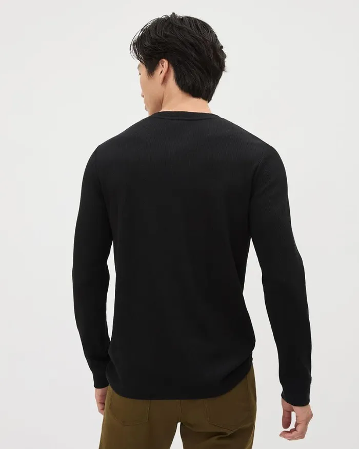 RWandCO TShirts LongSleeve Henley Waffled TShirt Black 8211 Men RWandCO TShirts LongSleeve Henley Waffled TShirt Black 8211 Men