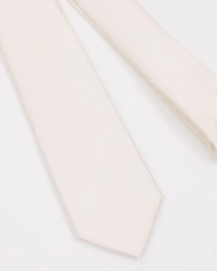 RWandCO Ties and Bow Ties Skinny White Tie With Metallic Fibres Winter White 8211 Men RWandCO Ties and Bow Ties Skinny White Tie With Metallic Fibres Winter White 8211 Men