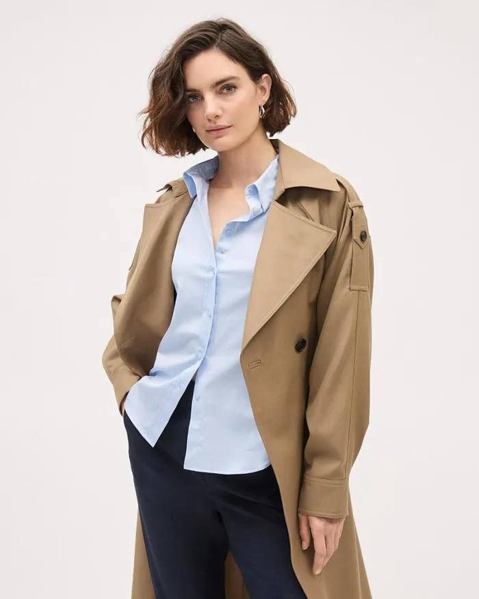 RWandCO Tops LongSleeve ButtonedDown Poplin Blouse Heather Light Blue 8211 Women RWandCO Tops LongSleeve ButtonedDown Poplin Blouse Heather Light Blue 8211 Women
