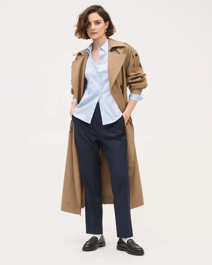 RWandCO Tops LongSleeve ButtonedDown Poplin Blouse Heather Light Blue 8211 Women RWandCO Tops LongSleeve ButtonedDown Poplin Blouse Heather Light Blue 8211 Women