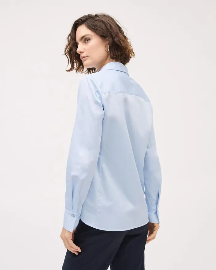 RWandCO Tops LongSleeve ButtonedDown Poplin Blouse Heather Light Blue 8211 Women RWandCO Tops LongSleeve ButtonedDown Poplin Blouse Heather Light Blue 8211 Women