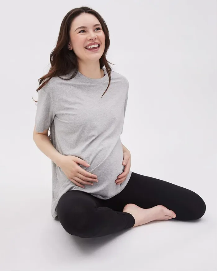 RWandCO Tops RelaxedFit ShortSleeve Tee 8211 Thyme Maternity Light Heather Grey 8211 Women RWandCO Tops RelaxedFit ShortSleeve Tee 8211 Thyme Maternity Light Heather Grey 8211 Women