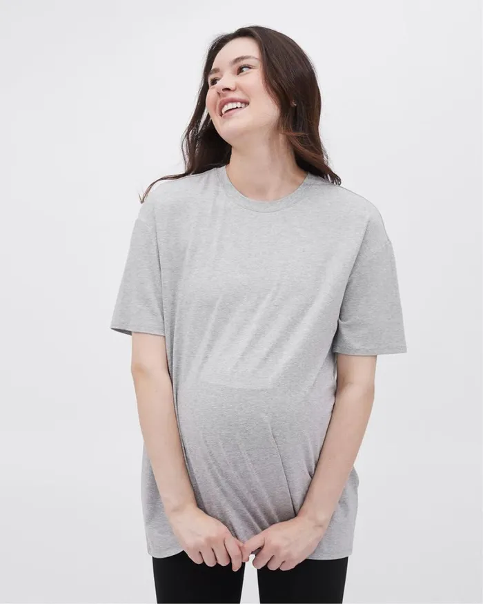 RWandCO Tops RelaxedFit ShortSleeve Tee 8211 Thyme Maternity Light Heather Grey 8211 Women RWandCO Tops RelaxedFit ShortSleeve Tee 8211 Thyme Maternity Light Heather Grey 8211 Women