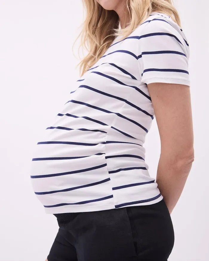 RWandCO Tops The Perfect CrewNeck TShirt With Stripes 8211 Thyme Maternity Blueprint 8211 Women