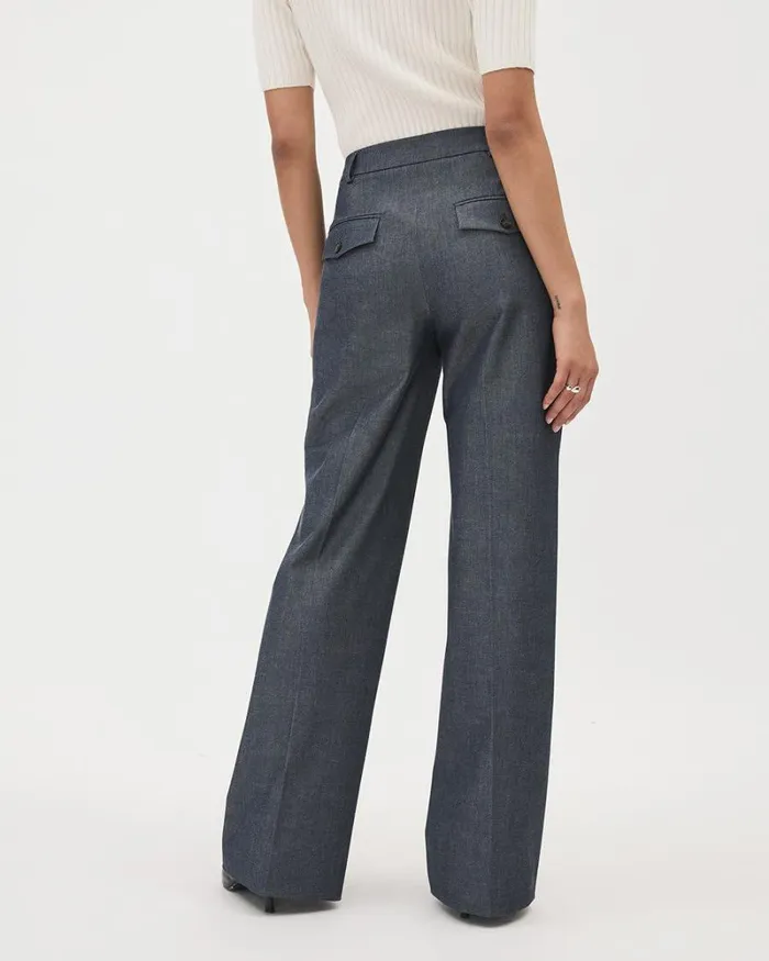 RWandCO Wide Leg MidRise WideLeg Chambray Pant Dark Denim 8211 Women RWandCO Wide Leg MidRise WideLeg Chambray Pant Dark Denim 8211 Women