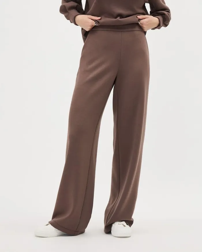 RWandCO Wide Leg MidRise WideLeg Scuba Pant Peppercorn 8211 Women