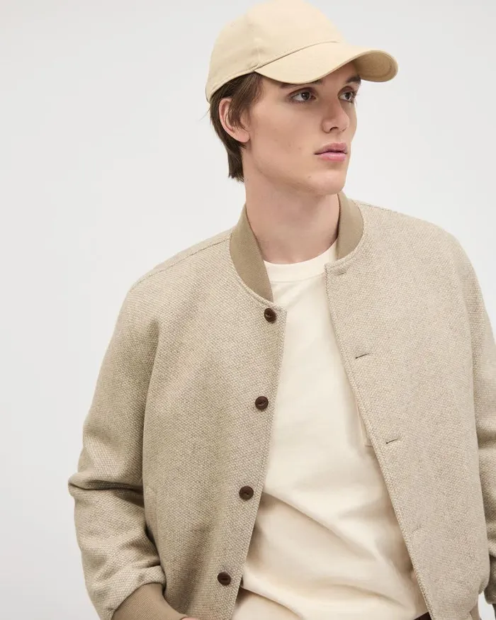 RWandCO Wool Tweed Bomber Jacket Beige 8211 Men