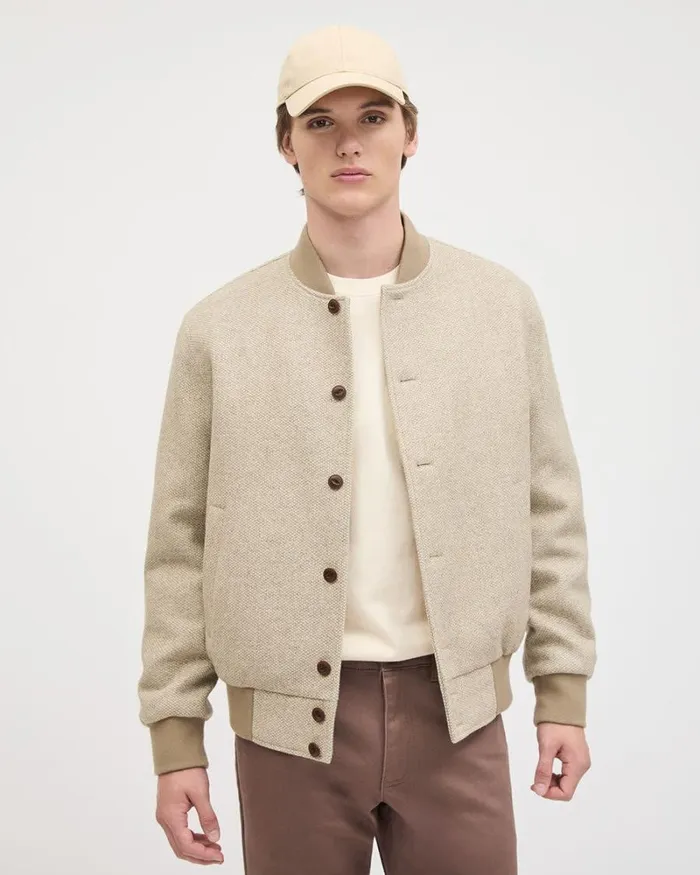 RWandCO Wool Tweed Bomber Jacket Beige 8211 Men RWandCO Wool Tweed Bomber Jacket Beige 8211 Men