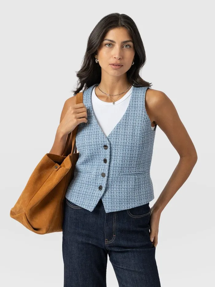 Saint And Sofia Blazers Women Astrid Waistcoat 8211 Pale Blue Pale Blue