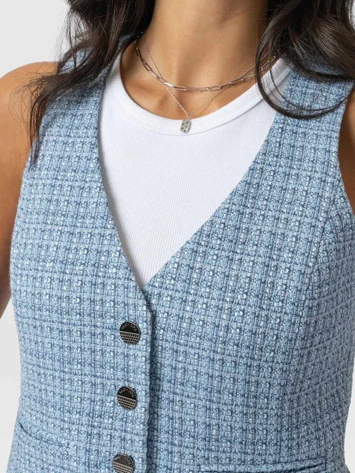 Saint And Sofia Blazers Women Astrid Waistcoat 8211 Pale Blue Pale Blue