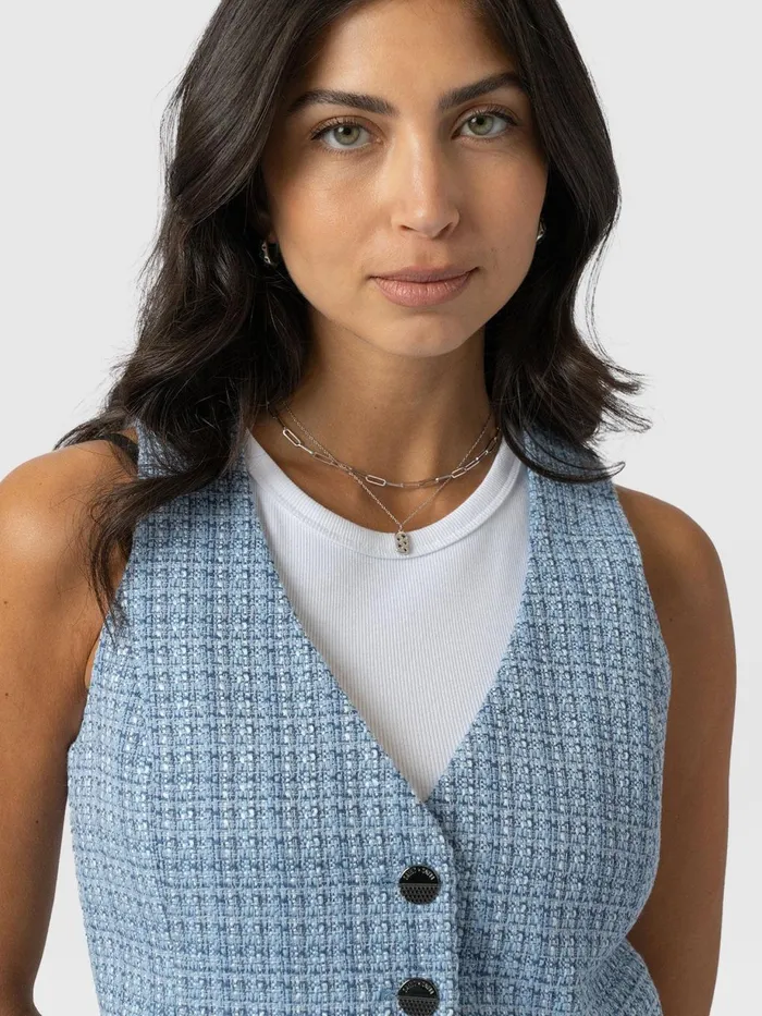 Saint And Sofia Blazers Women Astrid Waistcoat 8211 Pale Blue Pale Blue