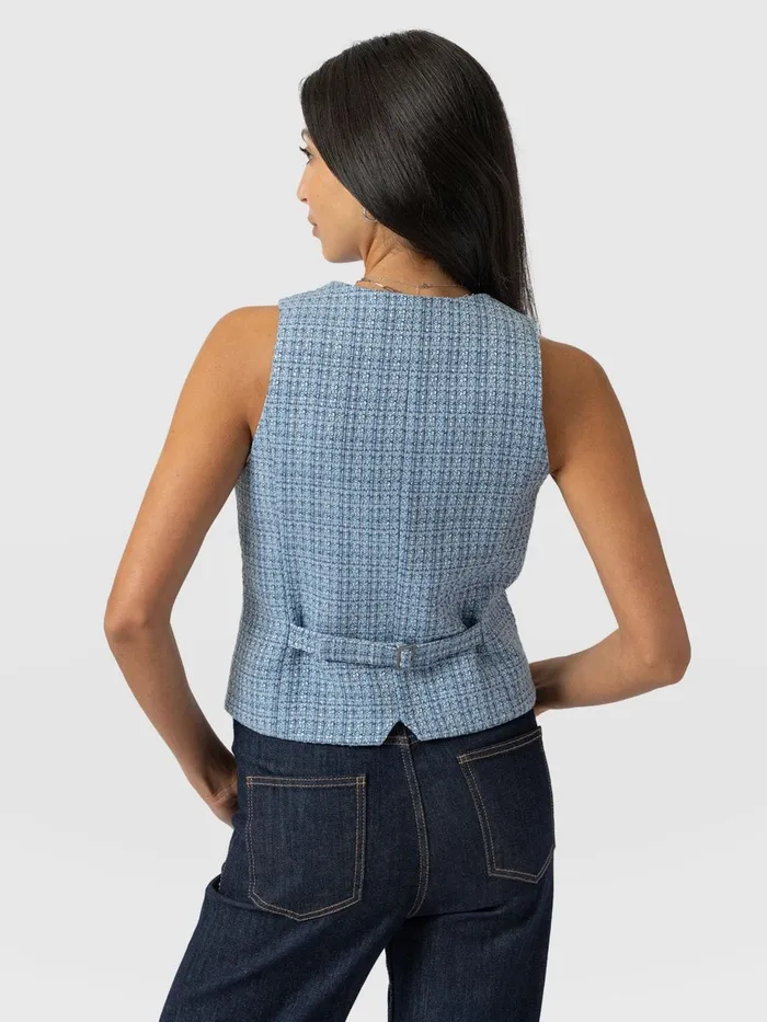 Saint And Sofia Blazers Women Astrid Waistcoat 8211 Pale Blue Pale Blue