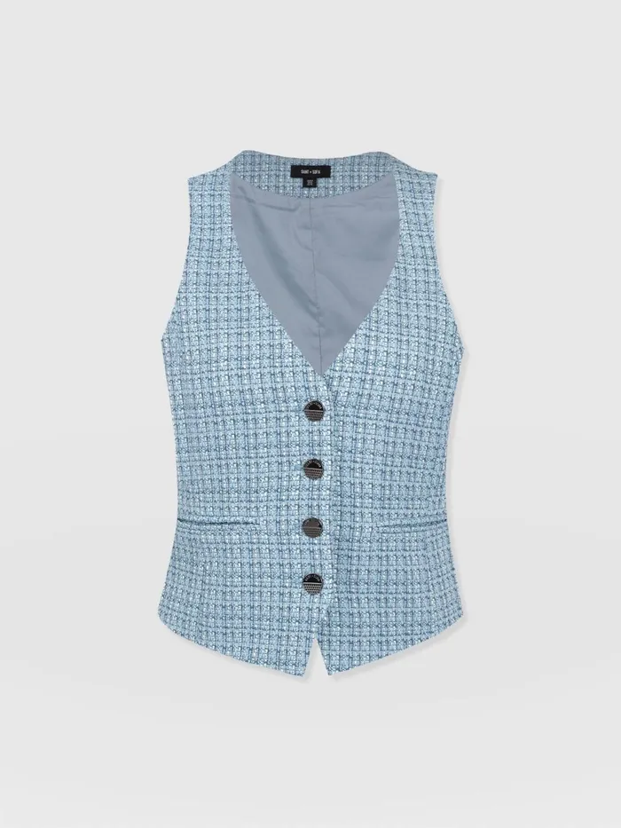 Saint And Sofia Blazers Women Astrid Waistcoat 8211 Pale Blue Pale Blue