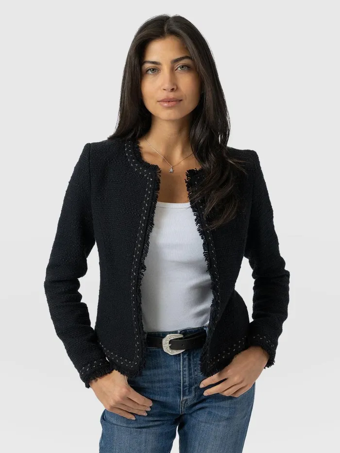 Saint And Sofia Blazers Women Rayner Jacket 8211 Black Boucl Black Boucl