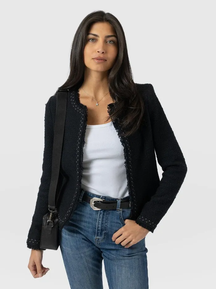 Saint And Sofia Blazers Women Rayner Jacket 8211 Black Boucl Black Boucl