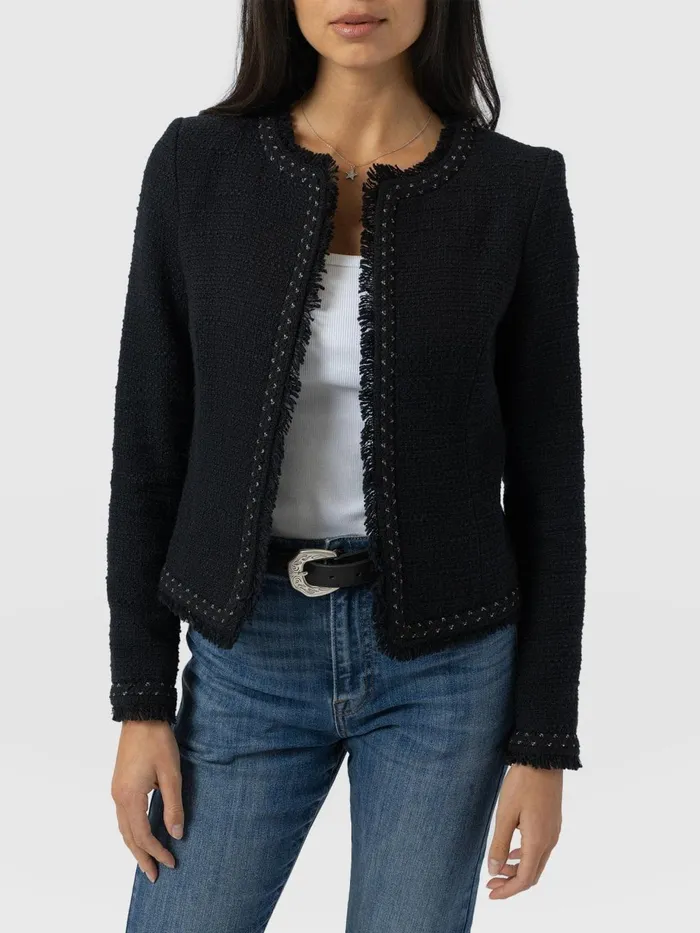 Saint And Sofia Blazers Women Rayner Jacket 8211 Black Boucl Black Boucl