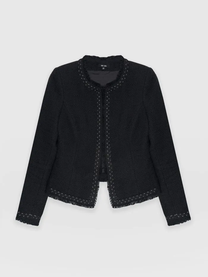 Saint And Sofia Blazers Women Rayner Jacket 8211 Black Boucl Black Boucl