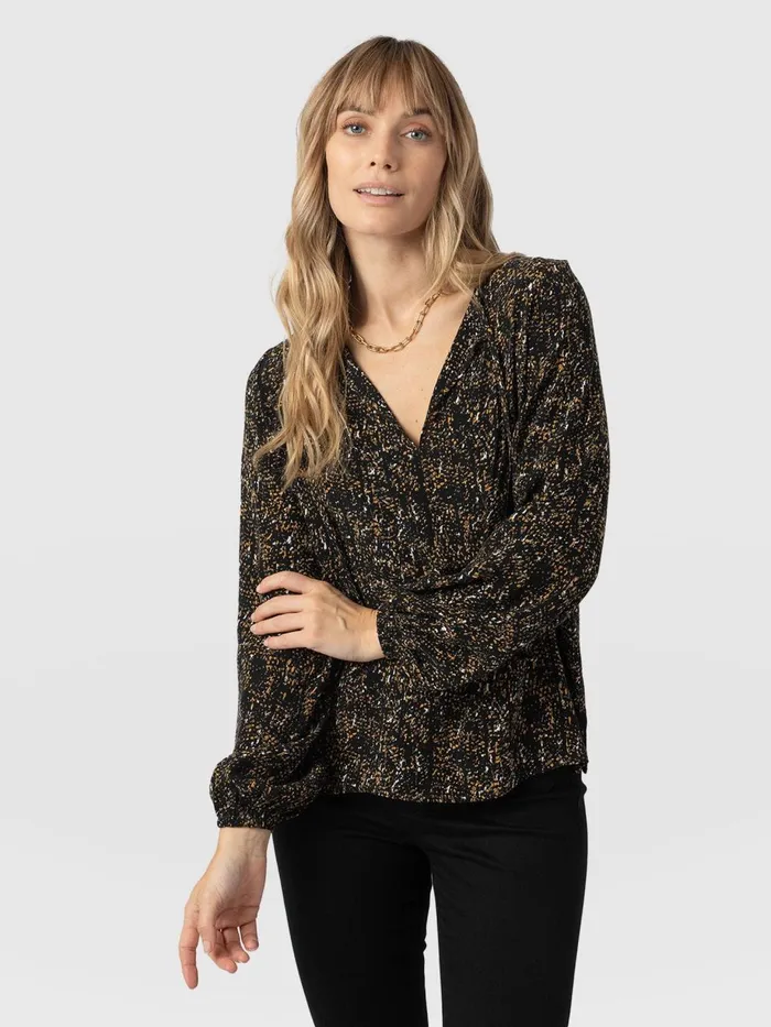 Saint And Sofia Blouses and Shirts Women Kristen Blouse 8211 Ditsy Leopard Ditsy Leopard
