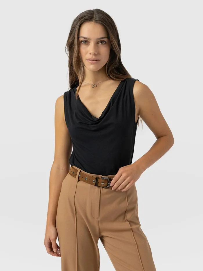 Saint And Sofia Casual Tops Women Cowl Neck Cami 8211 Black Black