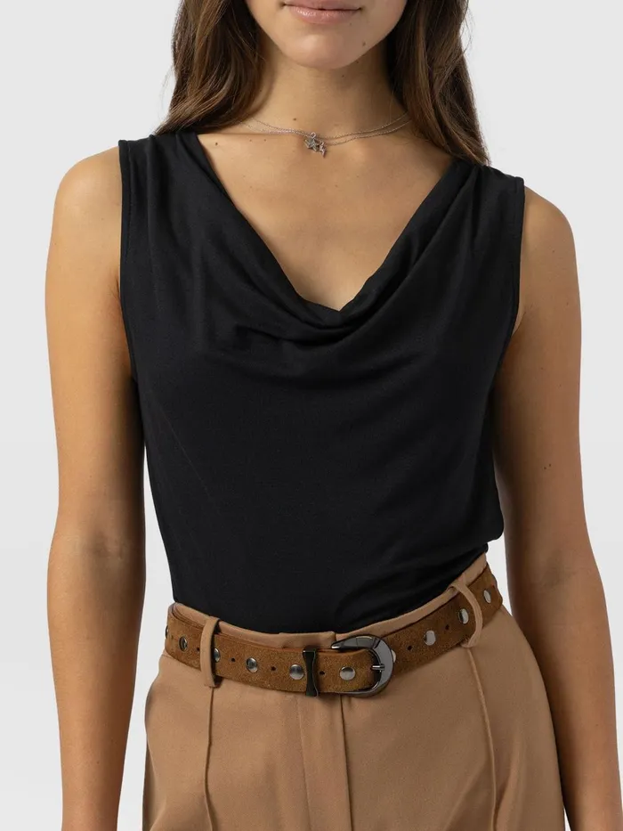Saint And Sofia Casual Tops Women Cowl Neck Cami 8211 Black Black