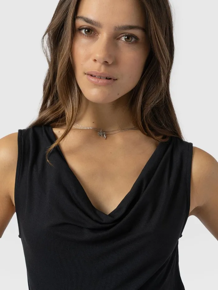 Saint And Sofia Casual Tops Women Cowl Neck Cami 8211 Black Black