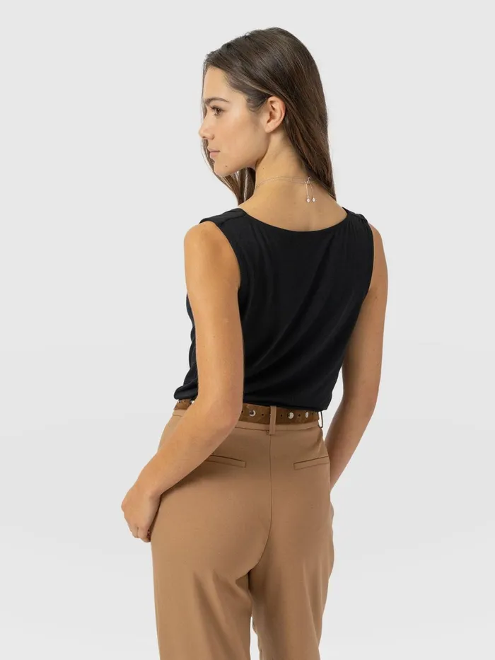 Saint And Sofia Casual Tops Women Cowl Neck Cami 8211 Black Black