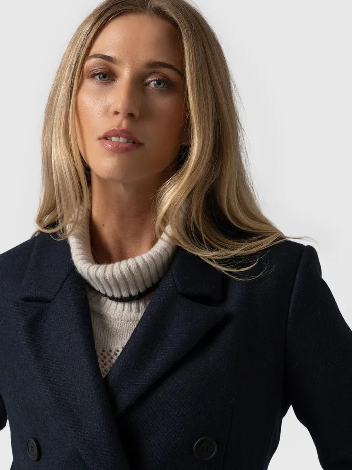 Saint And Sofia Coats and Jackets Women Cambridge Coat 8211 Navy Chevron Navy Chevron