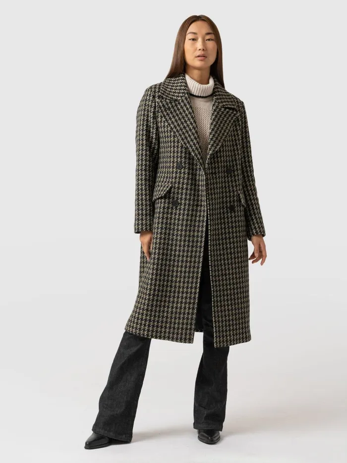 Saint And Sofia Coats and Jackets Women Hampton Coat 8211 Olive Houndstooth Olive Houndstooth Saint And Sofia Coats and Jackets Women Hampton Coat 8211 Olive Houndstooth Olive Houndstooth