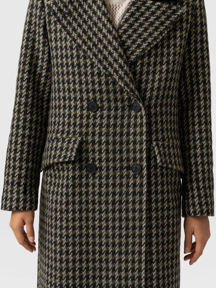 Saint And Sofia Coats and Jackets Women Hampton Coat 8211 Olive Houndstooth Olive Houndstooth