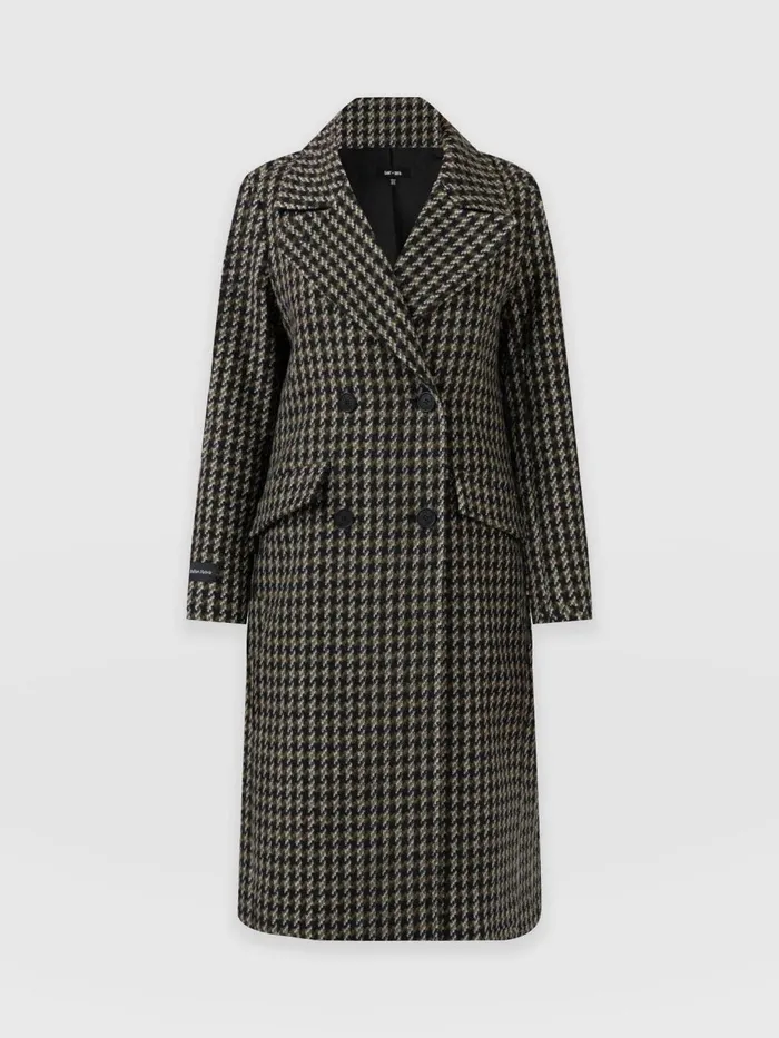 Saint And Sofia Coats and Jackets Women Hampton Coat 8211 Olive Houndstooth Olive Houndstooth